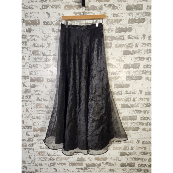 J.B.S. LTD Dresses & Skirts - Vintage Y2K 90s Tafetta Maxi Skirt Size 12 Black Tulle Lined Whimsigoth Prom